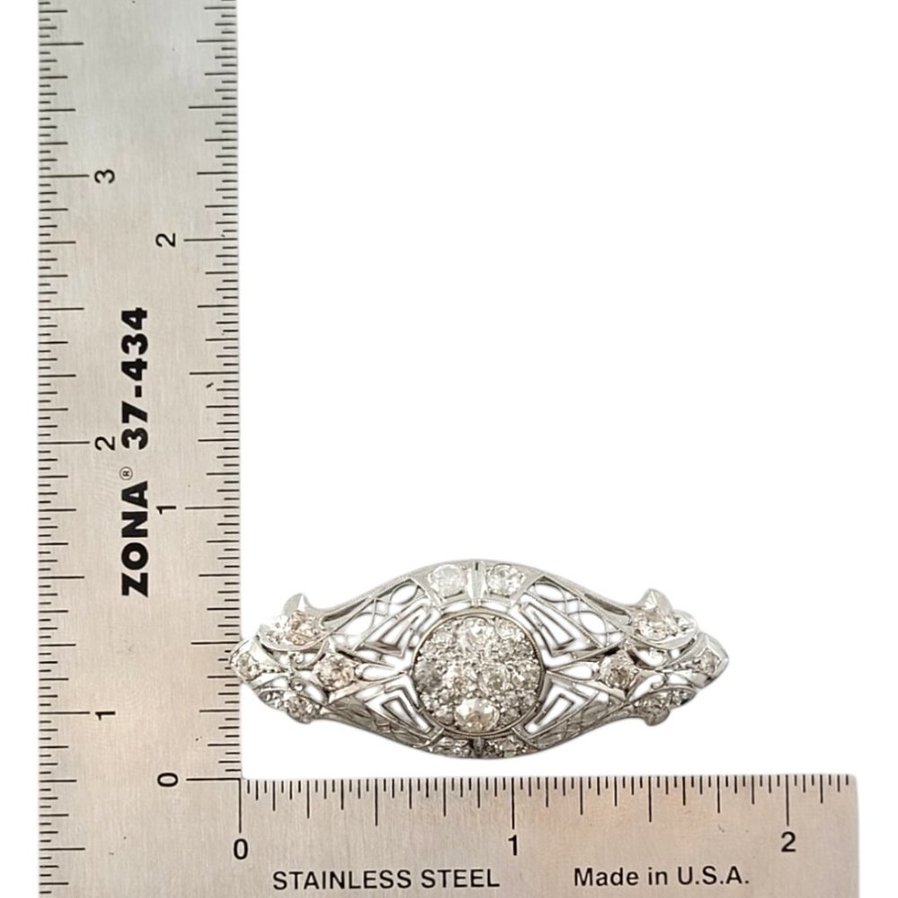 Antique Edwardian Era Platinum and 14K White Gold Diamond Brooch Pin #16451 - Picture 6 of 6